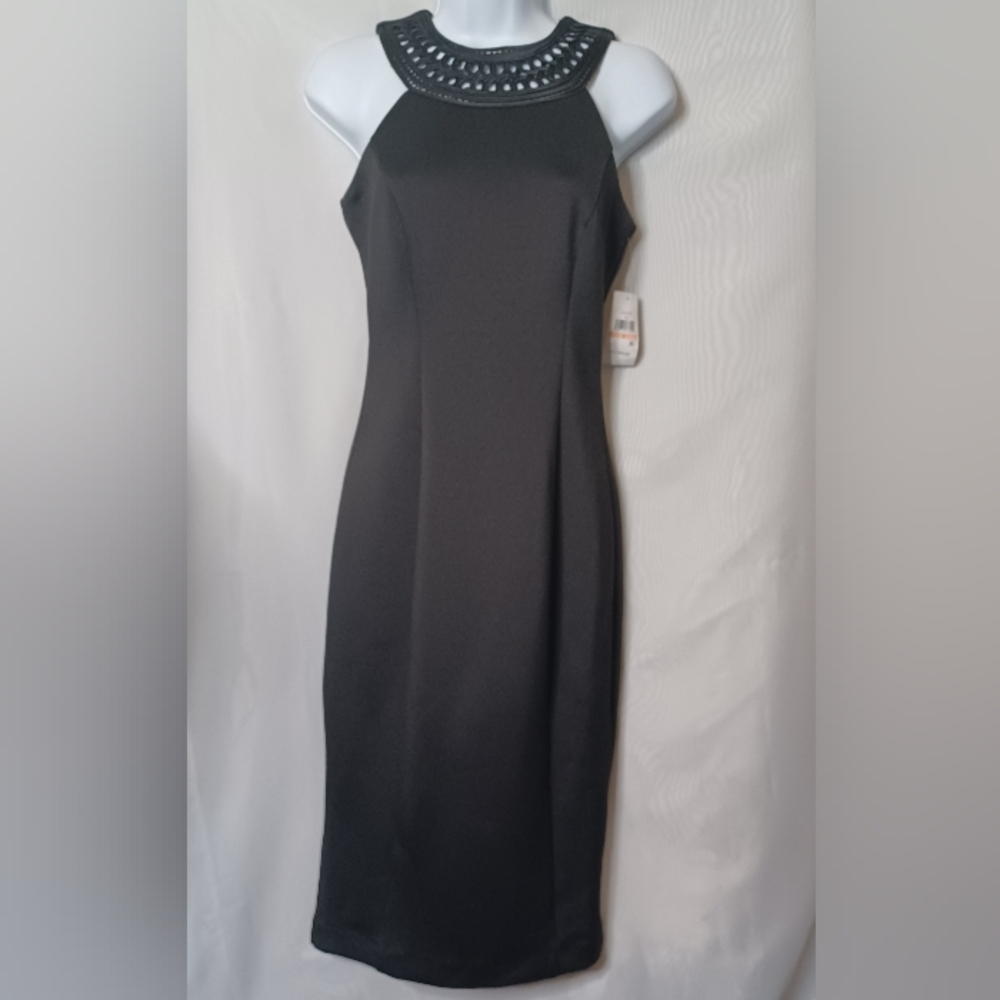 Jessica Simpson Women's Black Sleeveless Stretch Midi Dress. Size 2